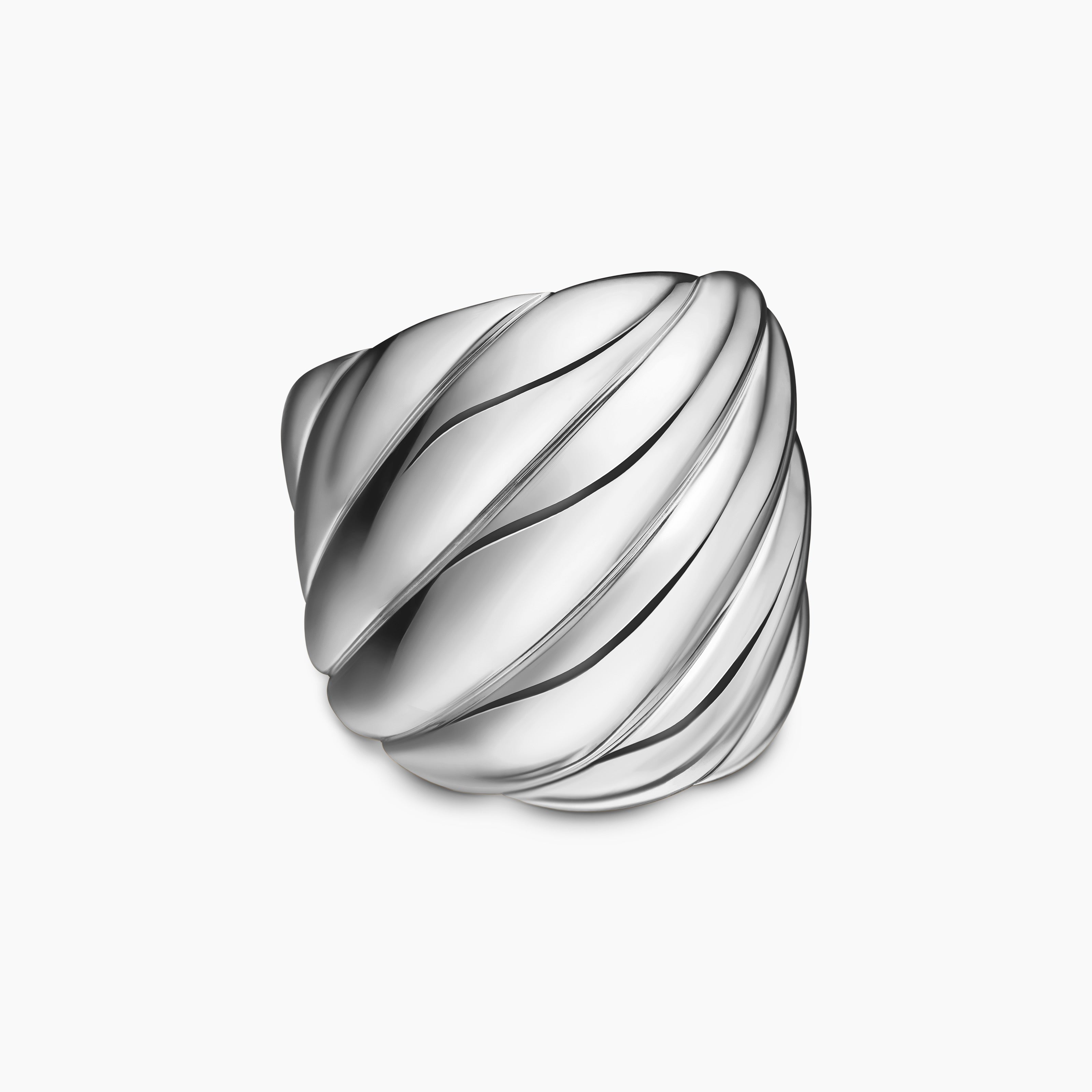 Womens Sculpted Cable Ring in Sterling Silver, 21mm