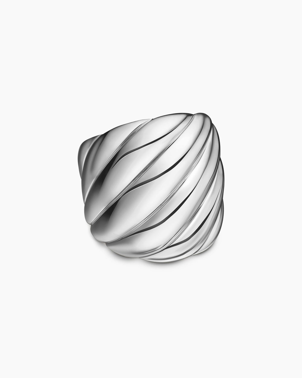 Womens Sculpted Cable Ring in Sterling Silver, 21mm