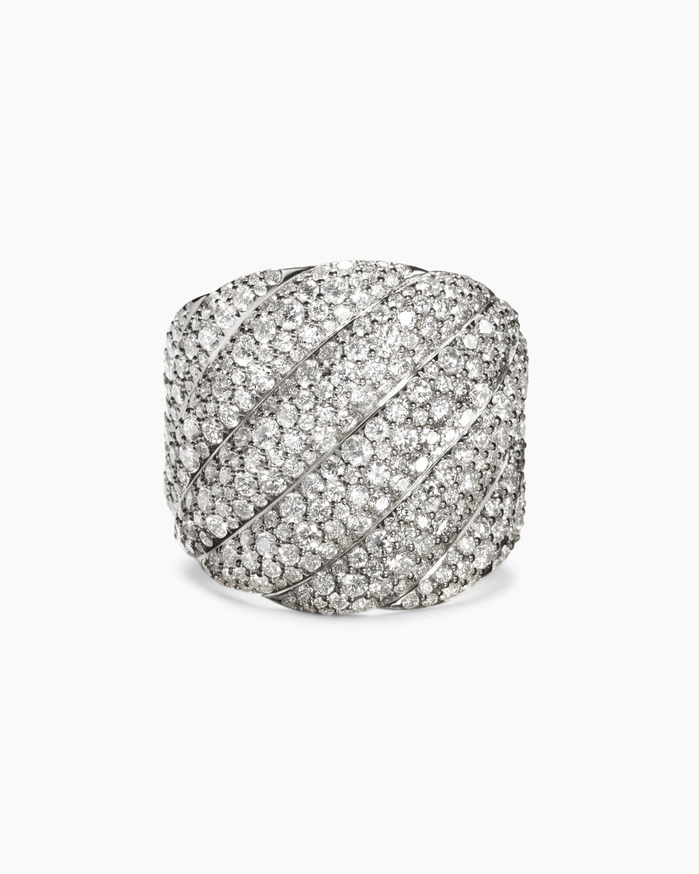 Bague Sculpted Cable en or blanc 18 carats avec diamants, 20 mm femme