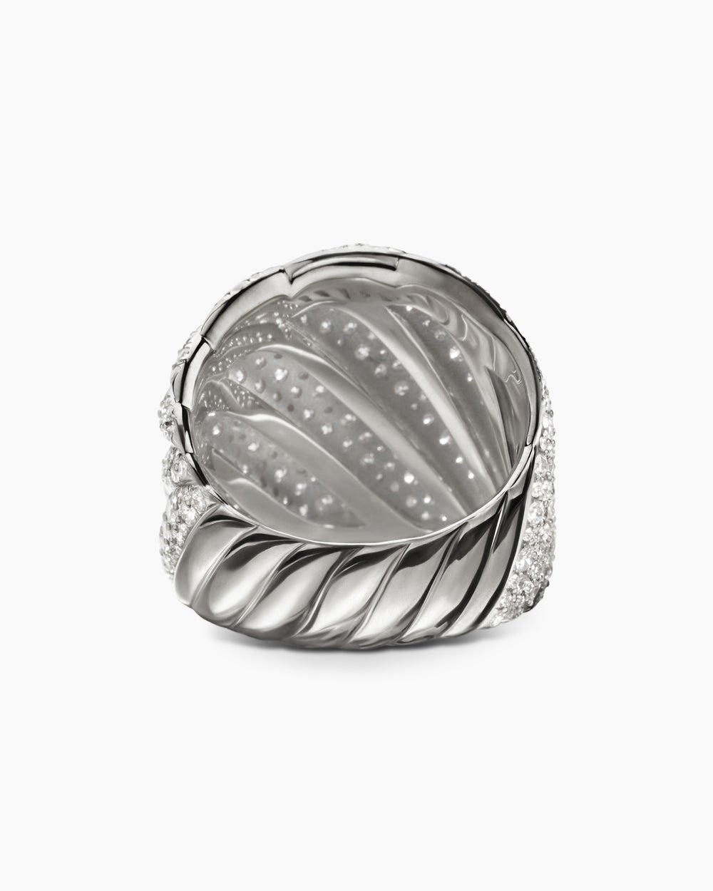 Bague Sculpted Cable en or blanc 18 carats avec diamants, 20 mm femme