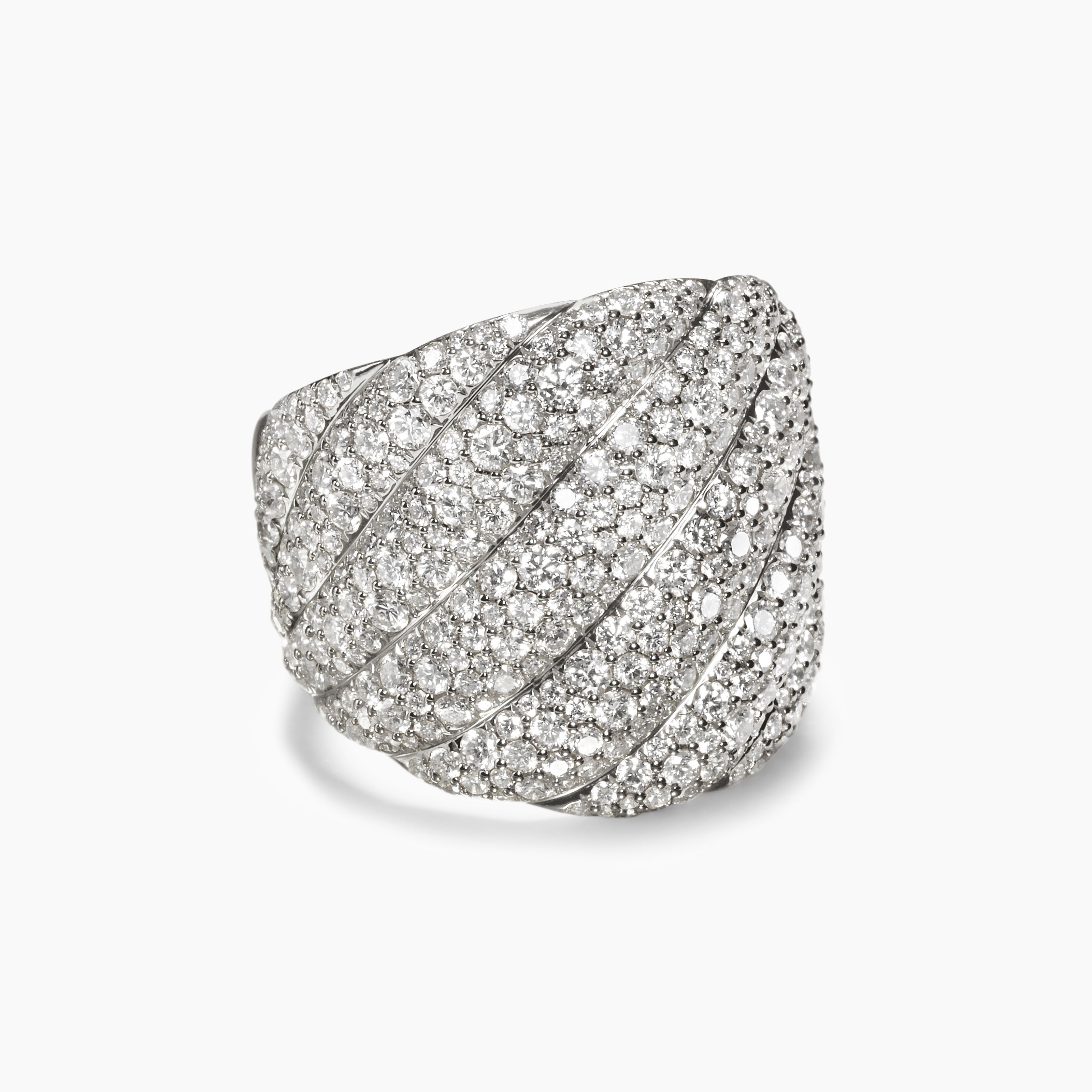 Bague Sculpted Cable en or blanc 18 carats avec diamants, 20 mm femme 