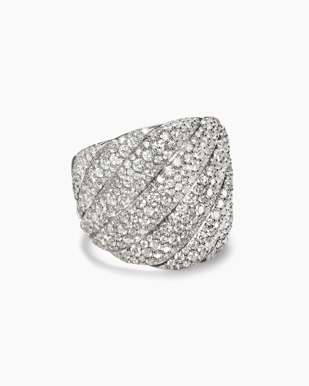 Bague Sculpted Cable en or blanc 18 carats avec diamants, 20 mm femme