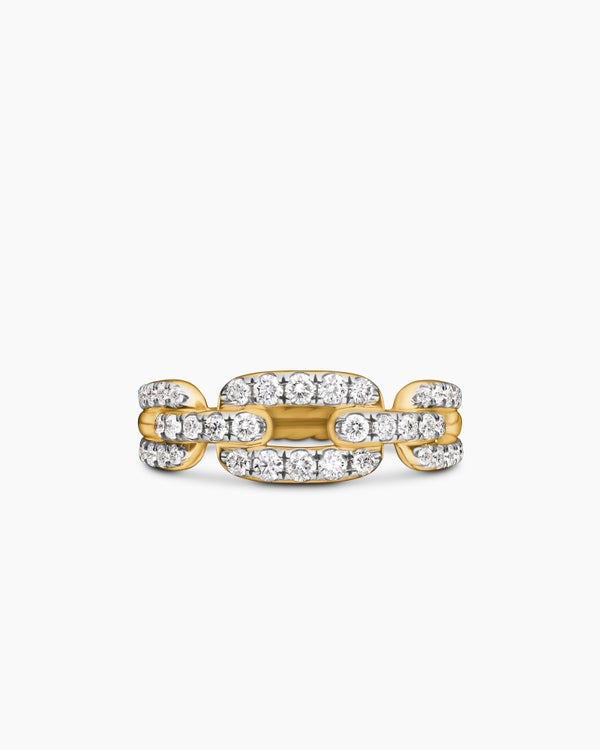 Stax Chain Link Ring in 18K Yellow Gold with Diamonds, 7mm