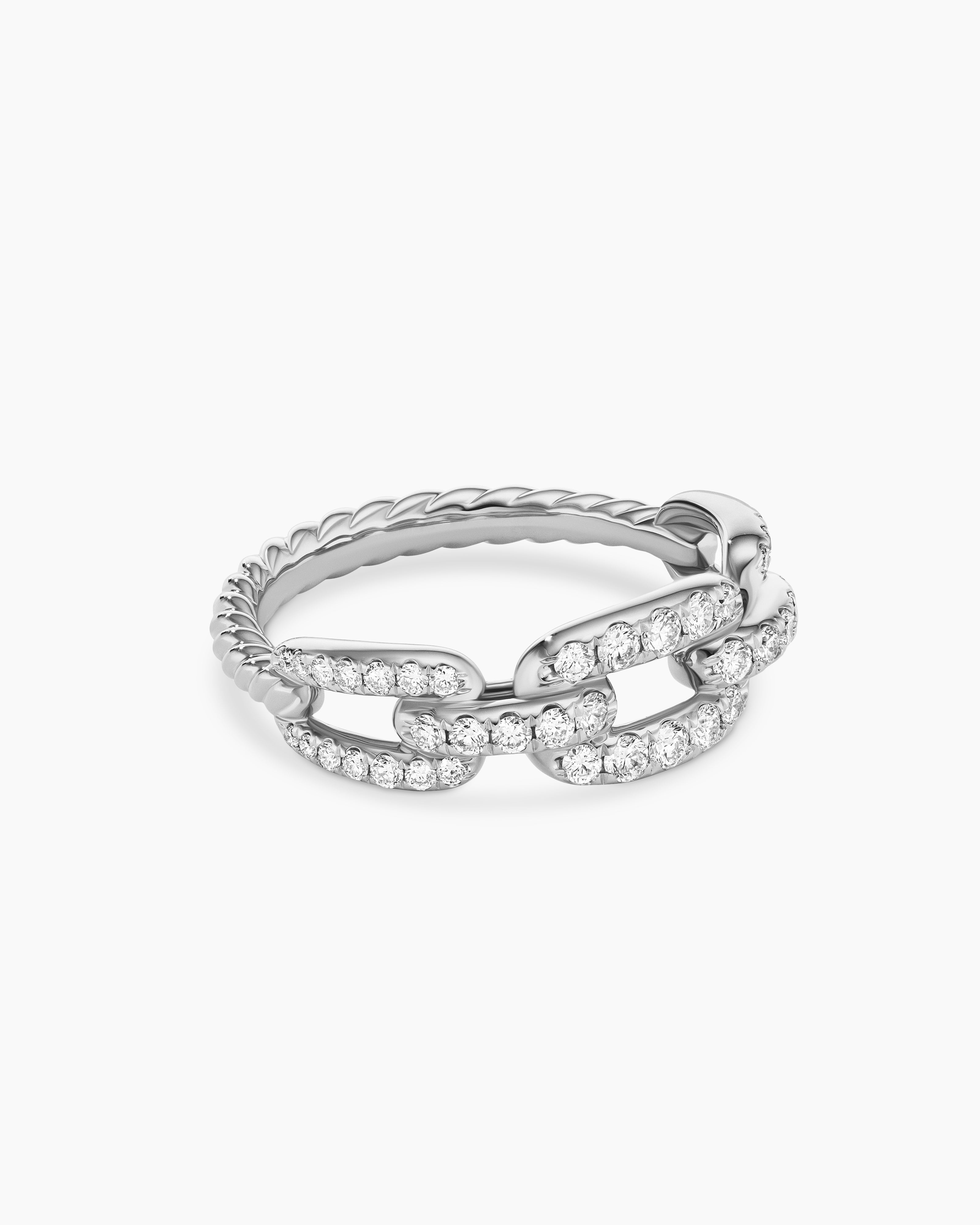 Stax Chain Link Ring in 18K Yellow Gold with Diamonds, 7mm | David