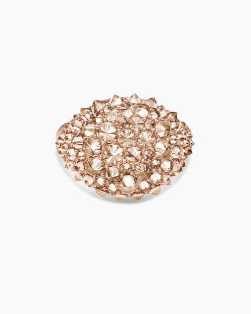 Womens Reverse Set Pavé Pinky Ring in 18K Rose Gold with Diamonds, 14mm