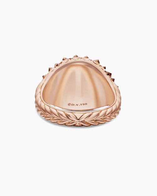 Womens Reverse Set Pavé Pinky Ring in 18K Rose Gold with Diamonds, 14mm