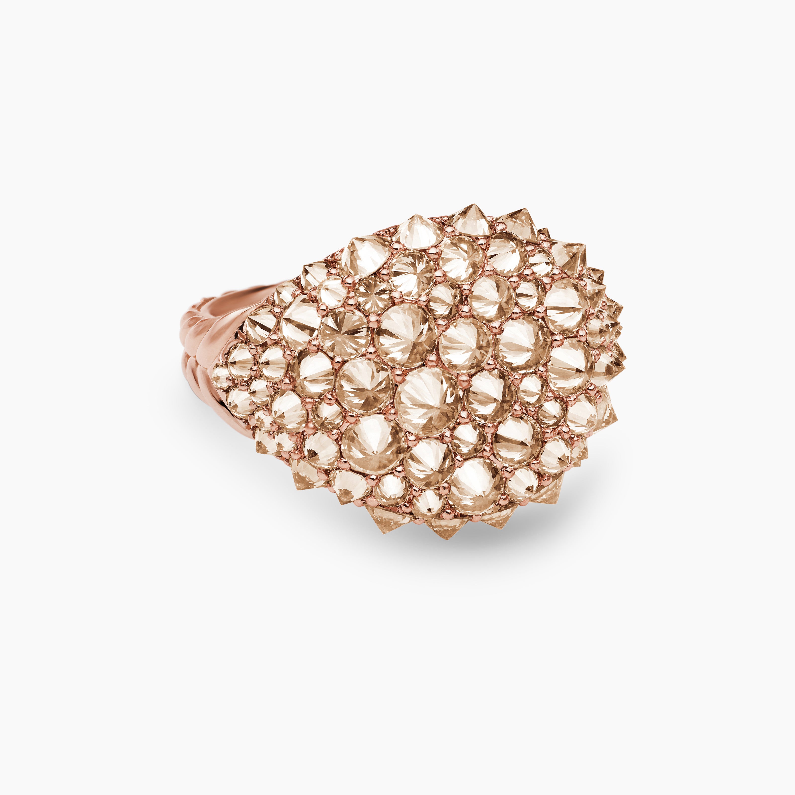 Womens Reverse Set Pav&eacute; Pinky Ring in 18K Rose Gold with Diamonds, 14mm