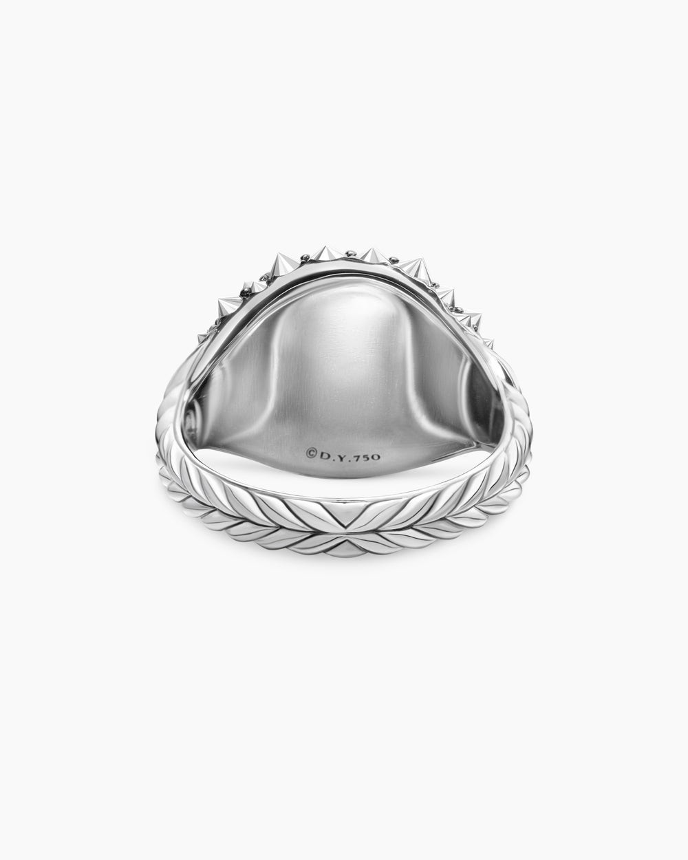 Womens Reverse Set Pavé Pinky Ring in 18K White Gold with Black Diamonds, 14mm