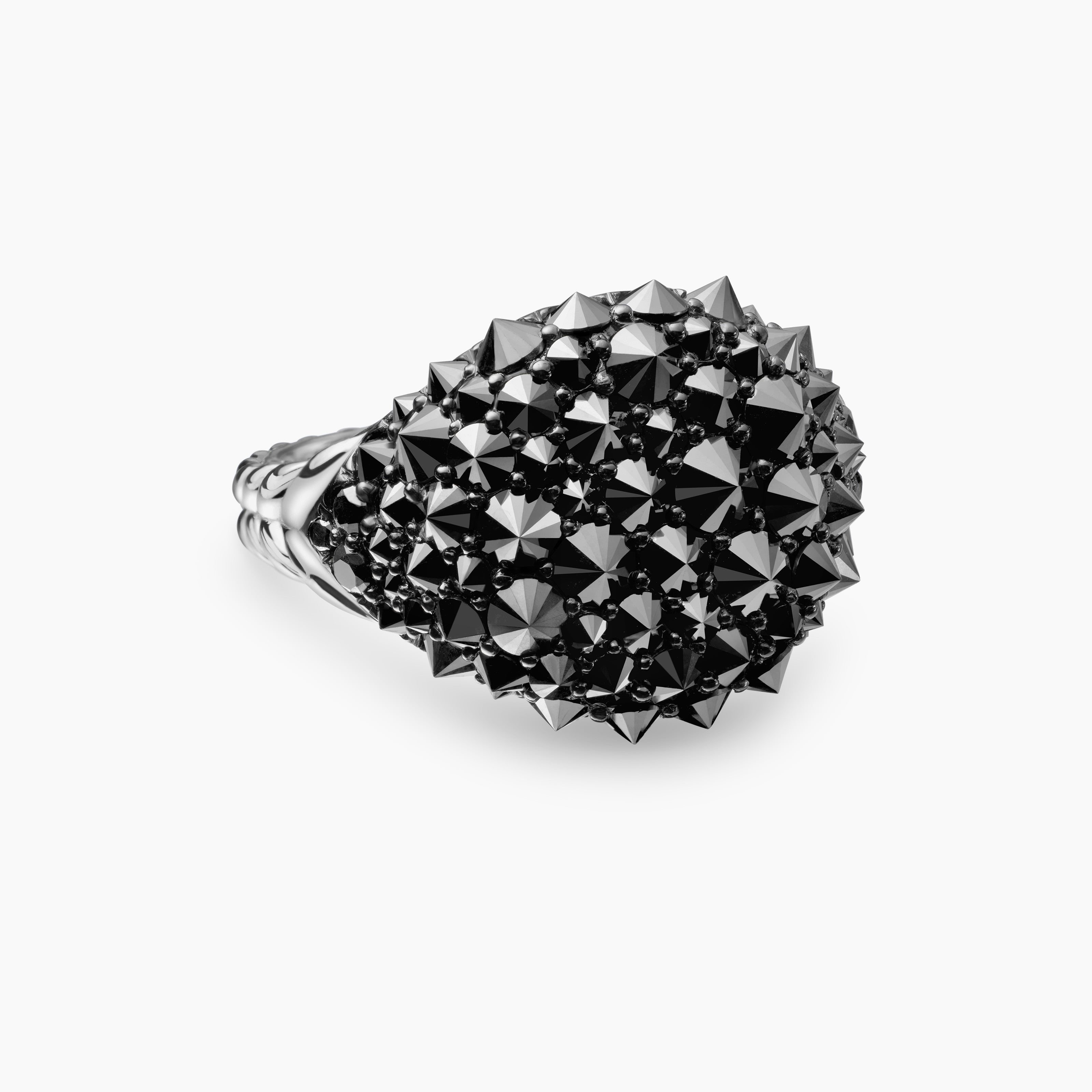 Womens Reverse Set Pav&eacute; Pinky Ring in 18K White Gold with Diamonds, 14mm