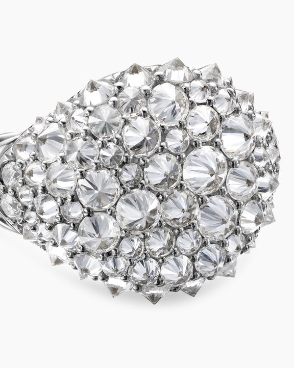 Reverse Set Pavé Pinky Ring in 18K White Gold with Diamonds, 14mm