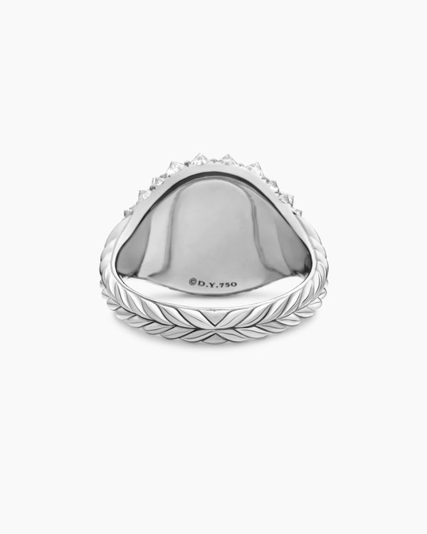 Reverse Set Pavé Pinky Ring in 18K White Gold with Diamonds, 14mm