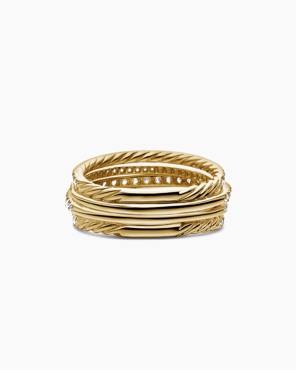 Womens Pavé Crossover Ring in 18K Yellow Gold, 11mm