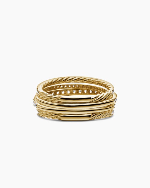 Womens Pavé Crossover Ring in 18K Yellow Gold, 11mm