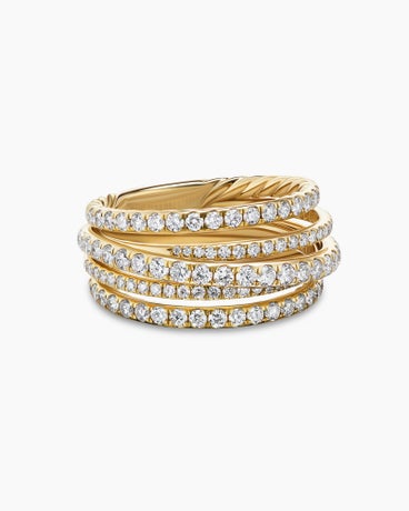 Pavé Crossover Ring in 18K Yellow Gold, 11mm