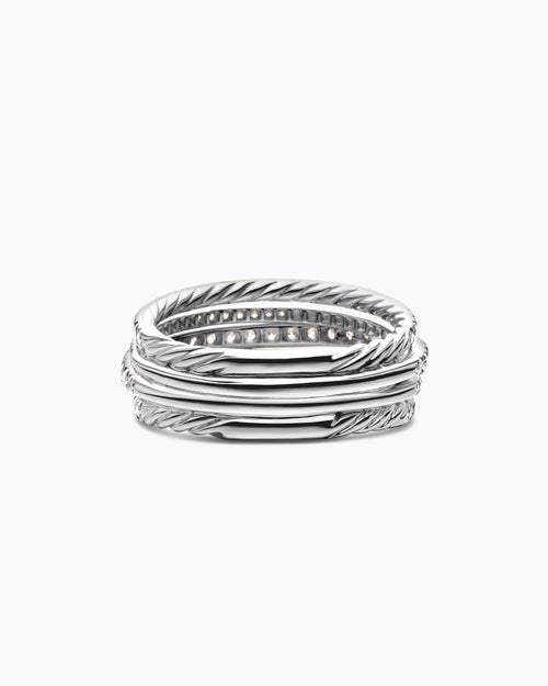 Womens Pavé Crossover Ring in 18K White Gold with Diamonds, 11mm