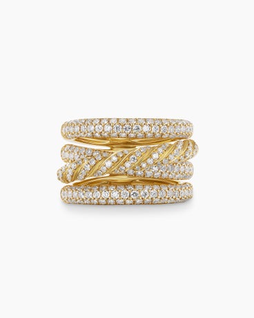 Pavé Four Row Ring in 18K Yellow Gold, 15mm