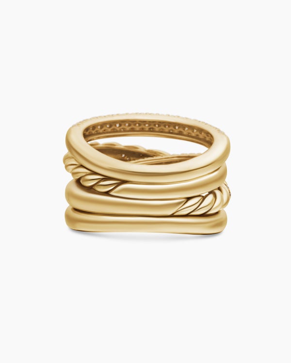 Bague à quatre rangs Pavé en or jaune 18 carats avec diamants, 15 mm