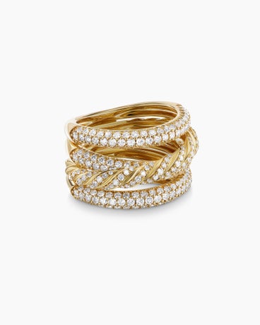 Pavéflex Four Row Ring in 18K Yellow Gold, 15mm