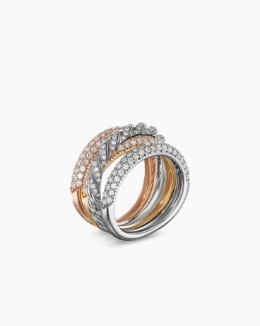Pavéflex Four Row Ring in 18K Gold, 15mm