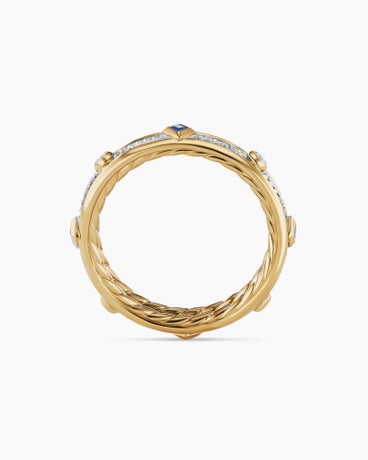 Modern Renaissance Band Ring in 18K Yellow Gold with Full Pavé, 4mm