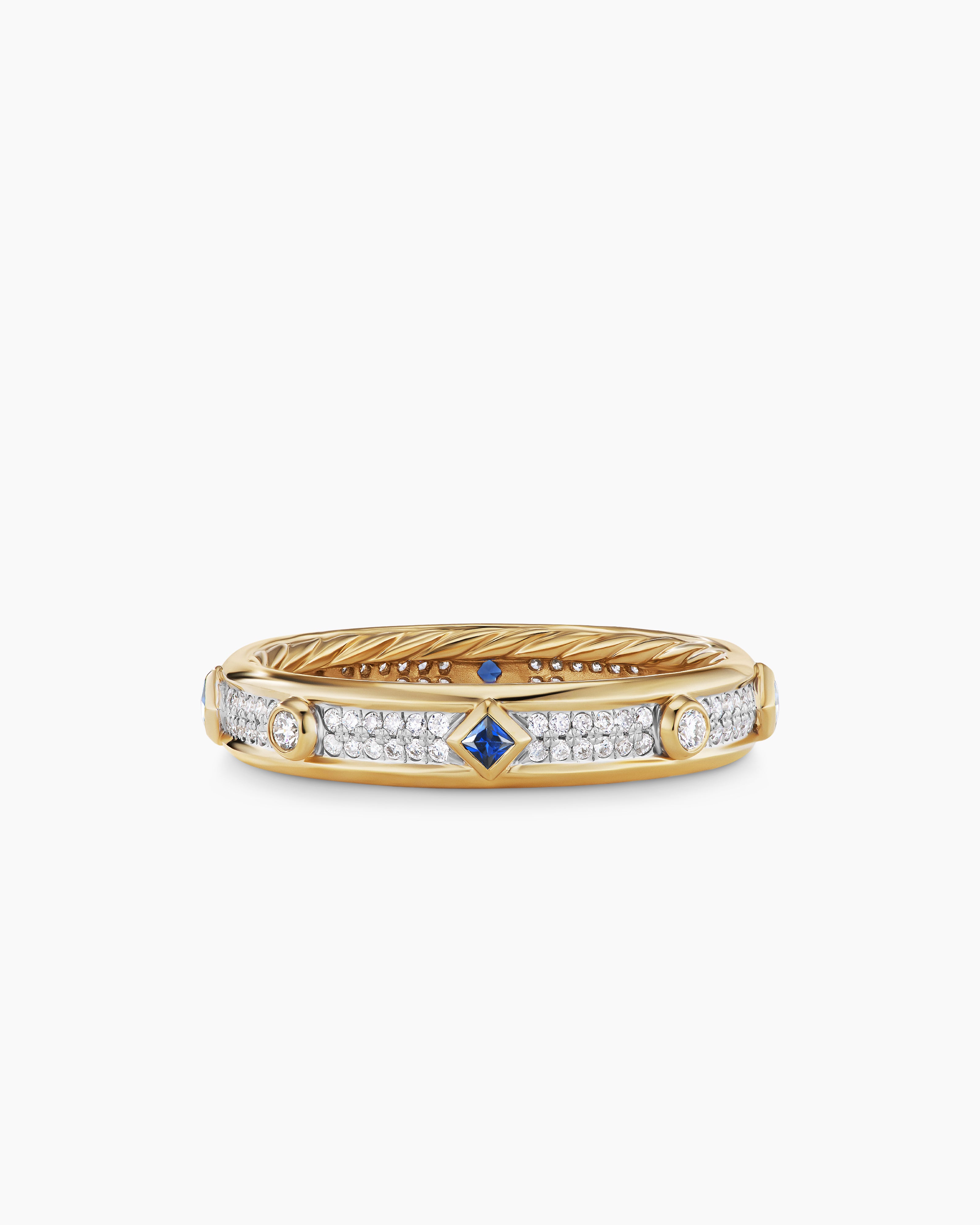 Half Eternity Band in 18k Yellow Gold with White Diamonds - EC