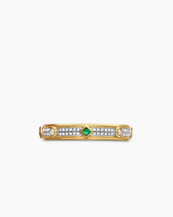 Modern Renaissance Band Ring in 18K Yellow Gold with Diamonds, 4mm