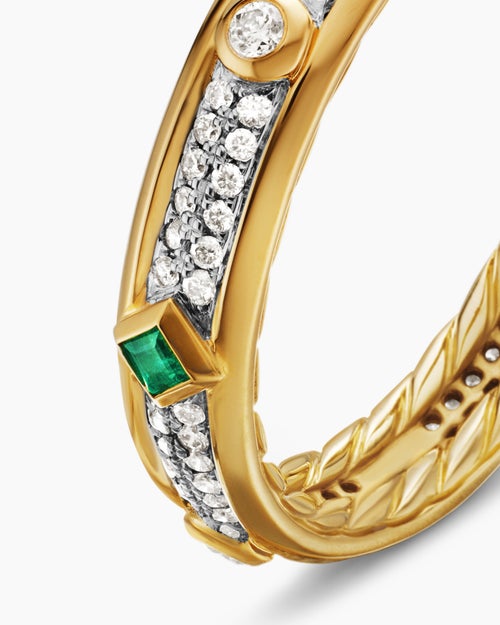 Womens Modern Renaissance Band Ring in 18K Yellow Gold with Diamonds, 4mm