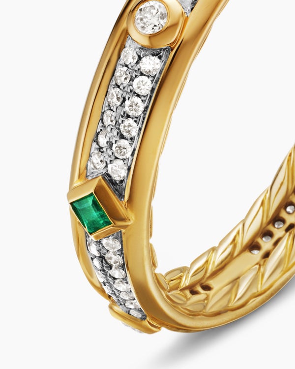 Modern Renaissance Band Ring in 18K Yellow Gold with Diamonds, 4mm