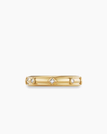 Modern Renaissance Band Ring in 18K Yellow Gold with Diamonds, 4mm