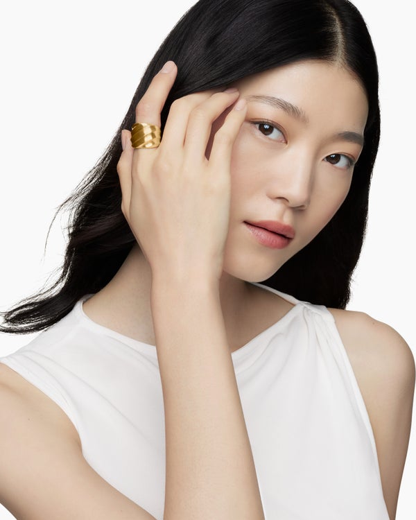 Cable Edge Saddle Ring in 18K Yellow Gold, 18.8mm