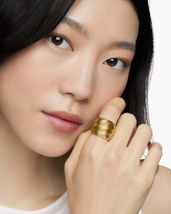 Cable Edge Saddle Ring in 18K Yellow Gold, 18.8mm