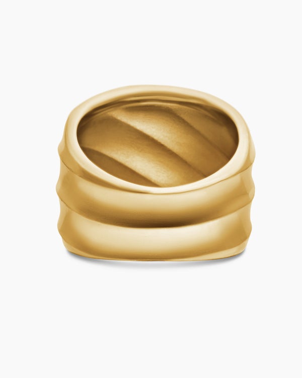 Cable Edge Saddle Ring in 18K Yellow Gold with Diamonds, 18.8mm