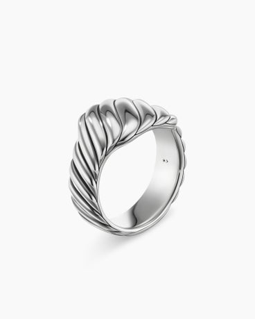 Sculpted Cable Contour Ring in Sterling Silver, 12.5mm