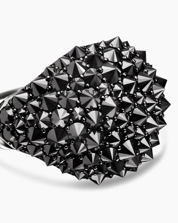 Reverse Set Pavé Signet Ring in 18K White Gold with Diamonds, 17.5mm