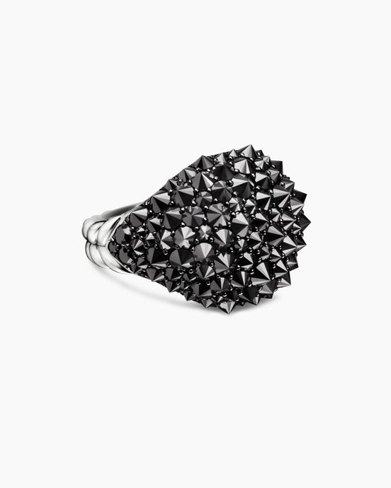 Reverse Set Pavé Signet Ring in 18K White Gold with Diamonds, 17.5mm