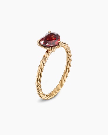 Chatelaine® Heart Ring in 18K Yellow Gold with Garnet, 7mm