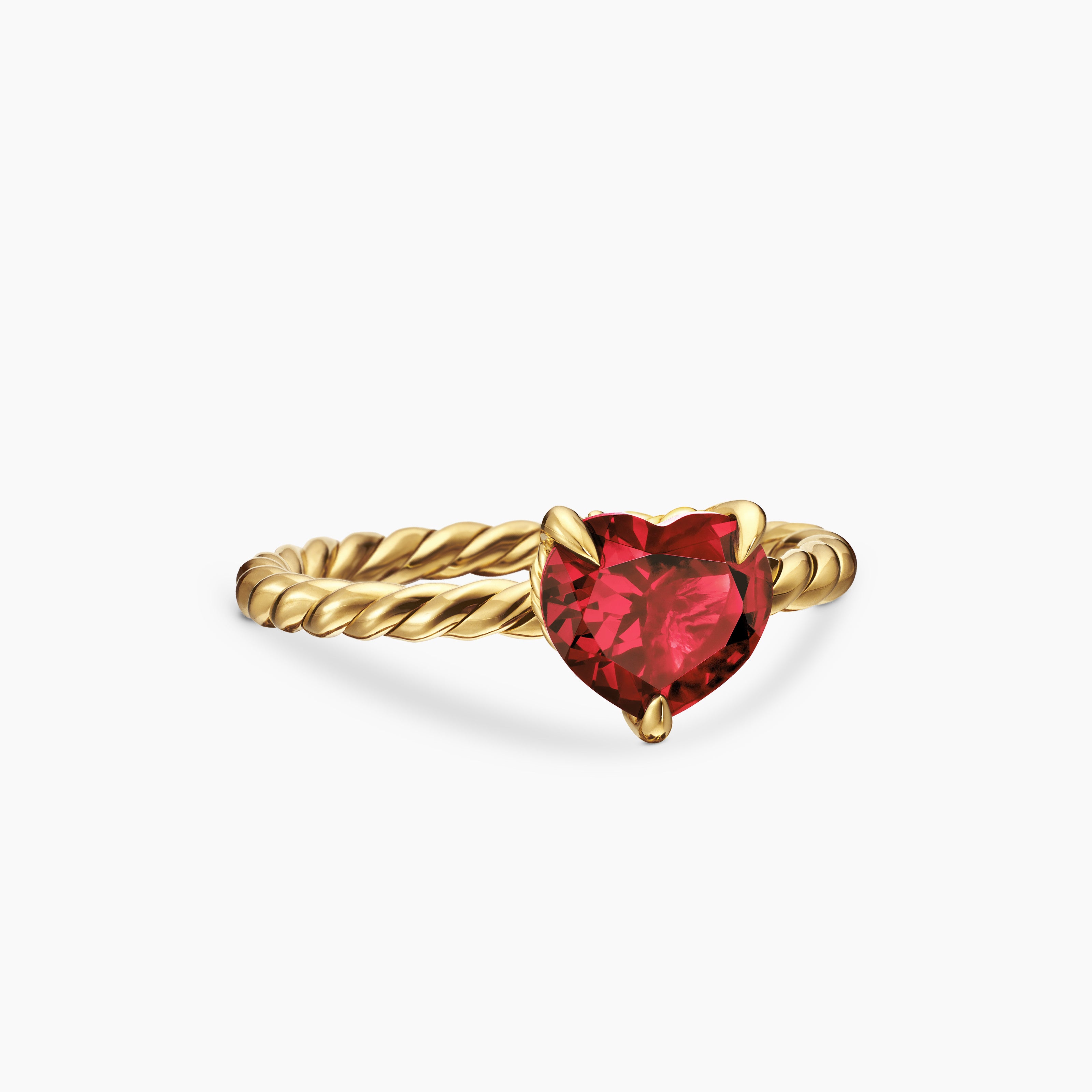 Womens Chatelaine Heart Ring in 18K Yellow Gold, 7mm