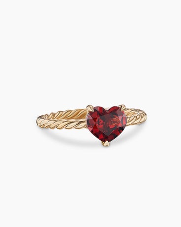 Chatelaine® Heart Ring in 18K Yellow Gold with Garnet, 7mm