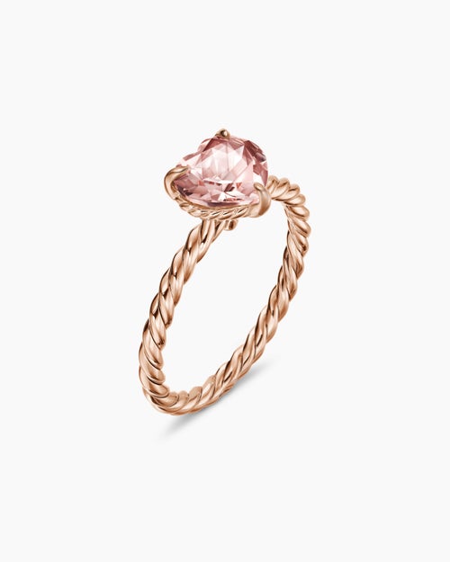 Womens Chatelaine® Heart Ring in 18K Rose Gold with Morganite, 7mm