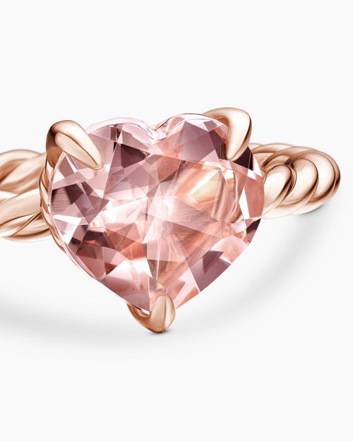 Bague cœur Chatelaine® en or rose 18 carats avec morganite, 7 mm pour femmes
