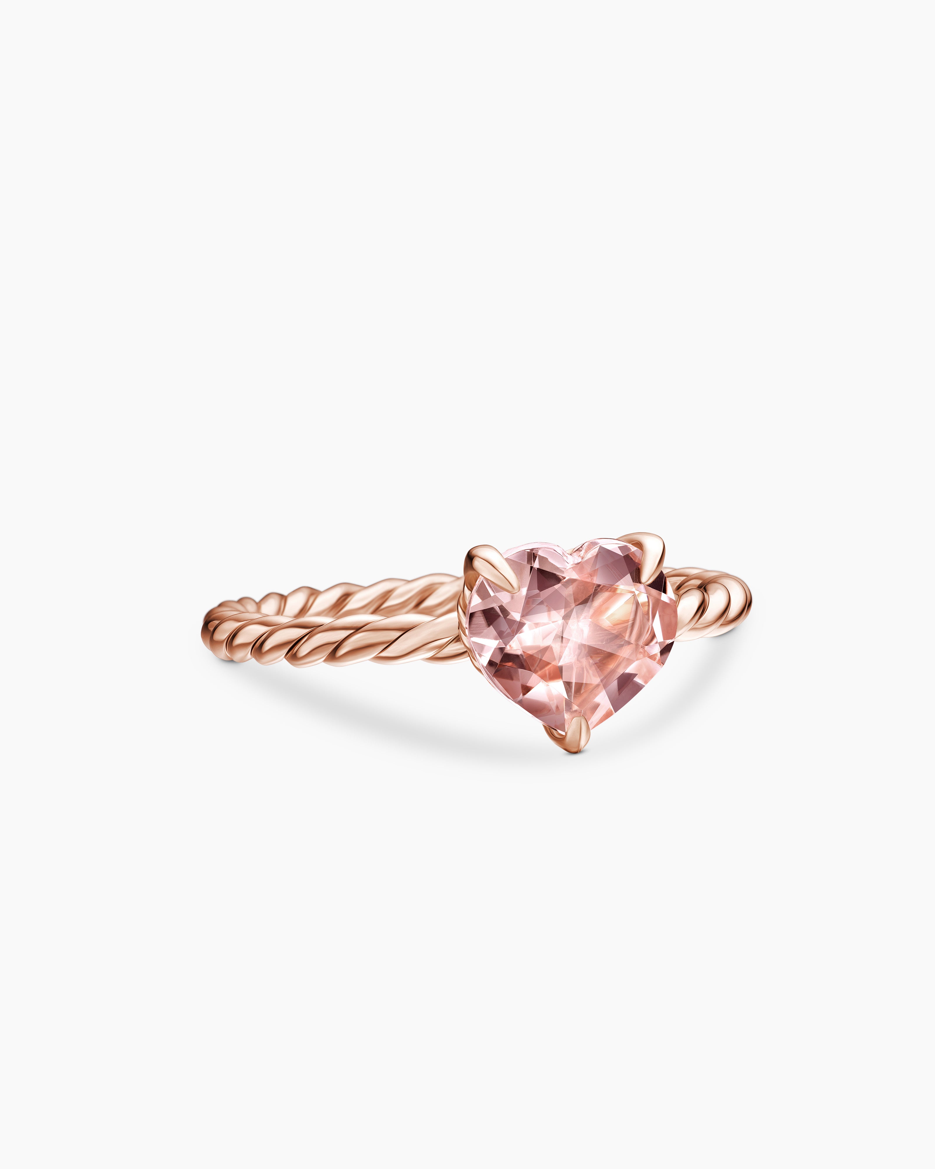 Pink Heart Ring, Heart Shaped Engagement Ring, Rose Gold Ring