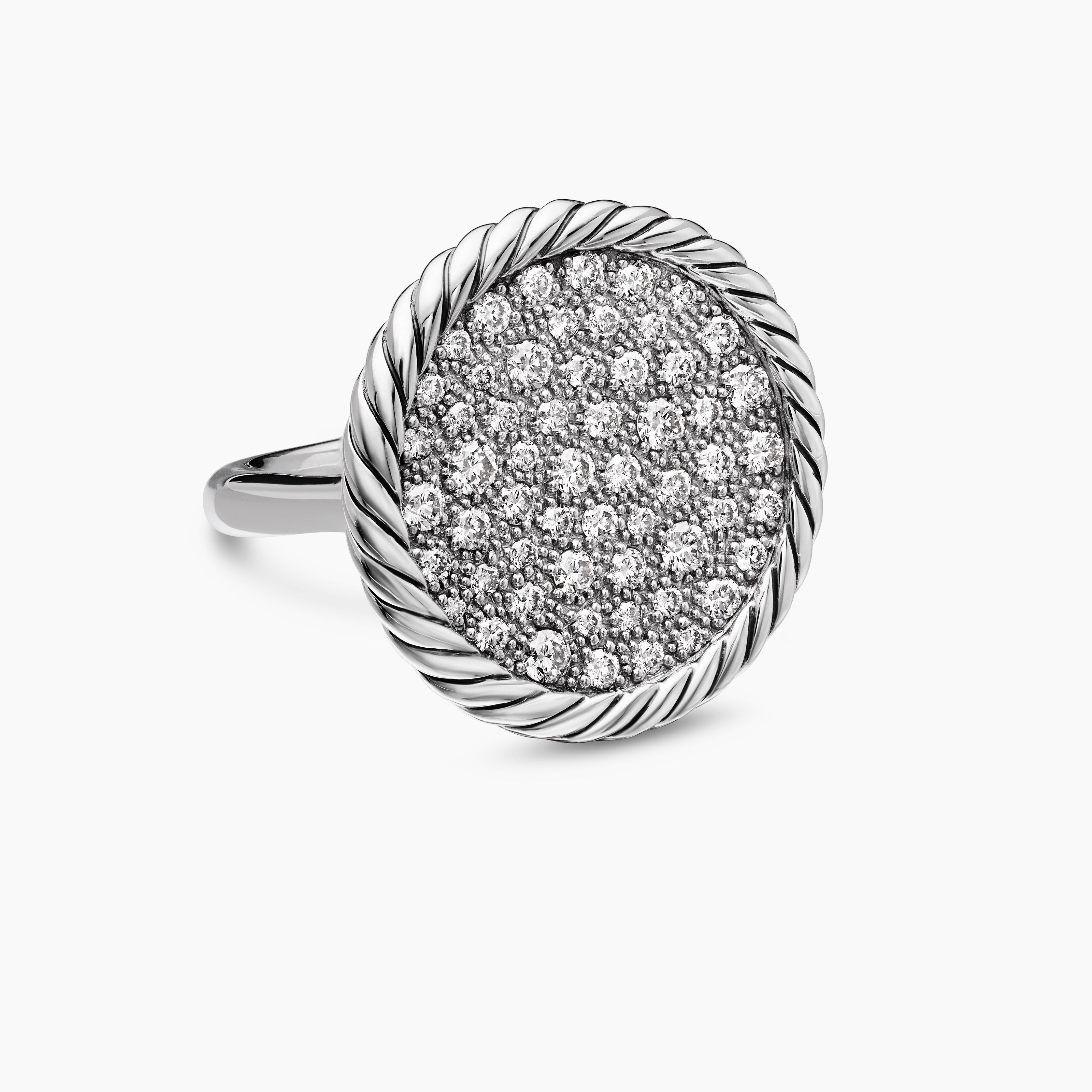Womens DY Elements Ring in Sterling Silver with Diamonds, 21.2mm