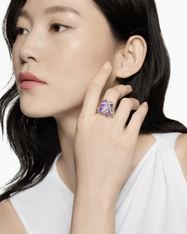 Bague Cable Wrap en argent sterling avec diamants, 20,4 mm