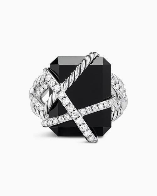Womens Cable Wrap Ring in Sterling Silver with Diamonds, 20.4mm