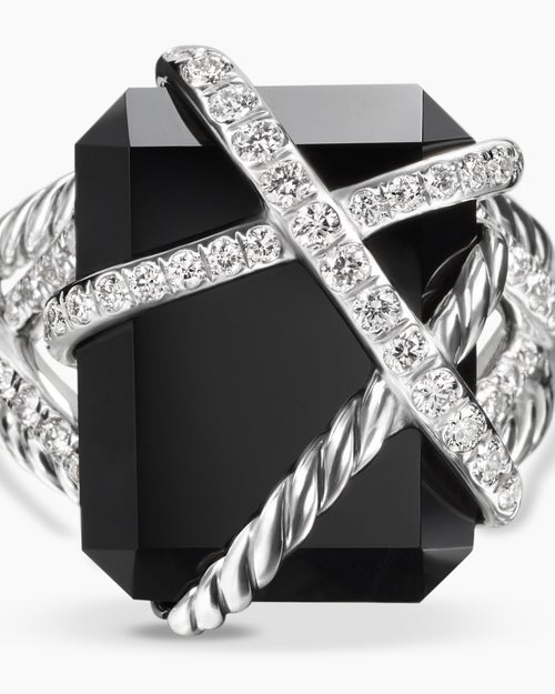 Womens Cable Wrap Ring in Sterling Silver with Diamonds, 20.4mm