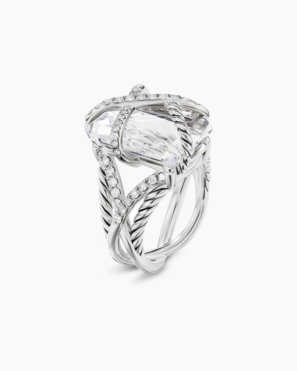 Bague Cable Wrap en argent sterling avec diamants, 20,4 mm