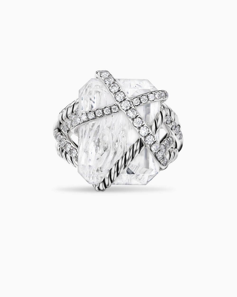 Womens Cable Wrap Ring in Sterling Silver with Diamonds, 20.4mm