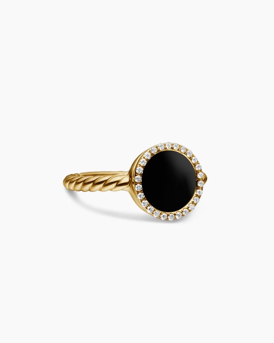 Petite DY Elements® Ring in 18ct Yellow Gold with Black Onyx and Diamonds, 11.3mm