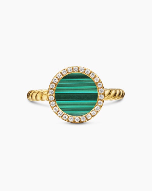 Womens Petite DY Elements Ring in 18K Yellow Gold with Diamonds, 11.3mm