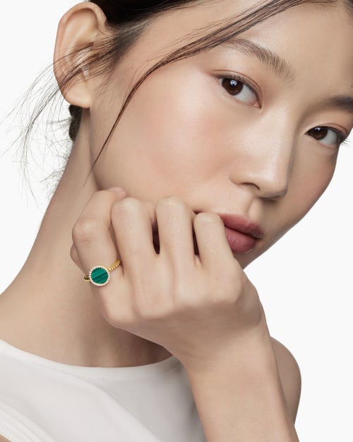 Womens Petite DY Elements Ring in 18K Yellow Gold with Diamonds, 11.3mm